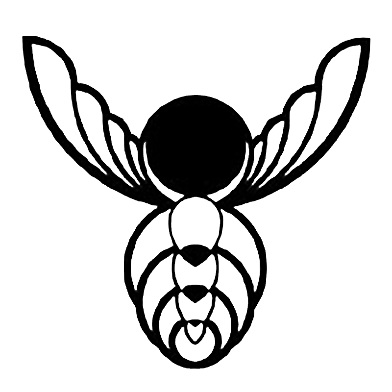 Shoobee Designs logo based on crop circle art of a bee